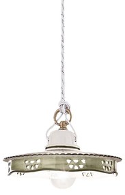 Lampadario Classico Alessandria Ceramica E Ottone Satinato Decorato 1 Luce E27