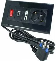 Multipresa Da Tavolo Con USB Nero 1 Presa Schuko 1 Presa Bipasso 10/16A Interruttore Spina 16A Cavo 2 Metri