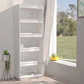 Libreria/divisorio bianco 60x35x167cm in legno massello di pino