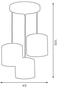 Lampadario a sospensione con filo ARDEN 3xE27/60W/230V nero/bianco