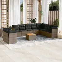 Set Divani da Giardino 11 pz con Cuscini in Polyrattan Grigiocod mxl 111601