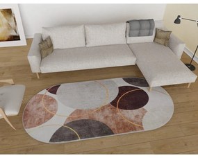 Tappeto lavabile in marrone crema 60x100 cm Oval - Vitaus