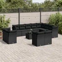 Set Divani da Giardino 13pz con Cuscini Nero in Polyrattancod mxl 88002