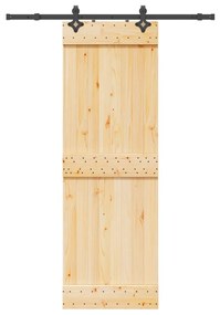 Porta Scorrevole Con Set Hardware 70x210 Cm Legno Massello Pino /