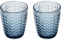 Set 2 bicchieri acqua vetro blu lavorato Milo