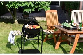 Griglia a carbone portatile nera/legno