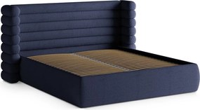Letto matrimoniale imbottito blu con contenitore con rete inclusa 200x200 cm Mount – Micadoni