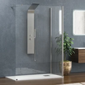 Kamalu - Box doccia walk-in ad angolo 80x110cm vetro 8mm KW4000
