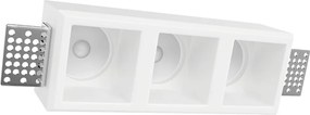 Portafaretto Rettangolare 220x80mm 3xGU10 in Gesso Pitturabile