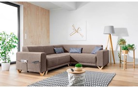 Divano angolare marrone allungabile e con contenitore (con penisola a destra/a L) Classy Sophie – Miuform