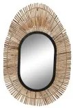 Specchio da parete DKD Home Decor Specchio Naturale Nero Metallo Rattan (63 x 1,5 x 92 cm)