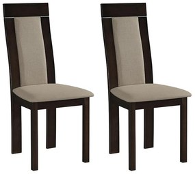 Lotto di 2 sedie  Faggio e tessuto - Colore: Noce e beige - BELINDA