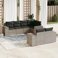 Set Divani da Giardino 7pz con Cuscini Grigio Chiaro Polyrattan 3222811