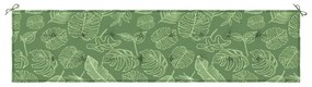 Cuscino Panca da Giardino Motivo a Foglie 200x50x3 cm Tessuto