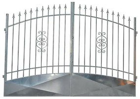 Cancello manuale battente Emilius 3500 in ferro, apertura centrale, L 358.5, H 165-195 cm, di colore grigio zincato