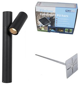 Lampada da terra da esterno nera 50 cm regolabile - DUO