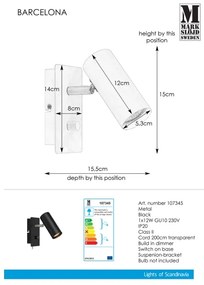 Markslöjd 107345 - Luce Spot da parete dimmerabile BARCELONA 1xGU10/12W/230
