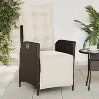 Sedia Reclinabile Giardino con Poggiapiedi Marrone Polyrattan 365282