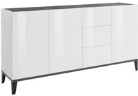 Madia 3 ante 3 cassetti per Soggiorno Moderna 160x40x82cm - ARTEMIS Colore: bianco lucido/ardesia