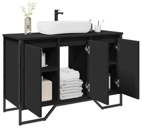 Mobile Lavabo Bagno Nero 91x35x60 Cm İn Truciolato /