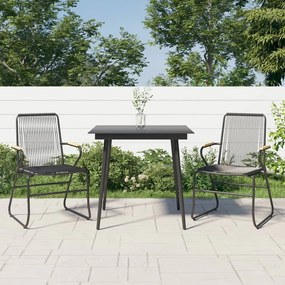 Set Da Pranzo Da Giardino 3 Pz Nero İn Rattan Pvc /