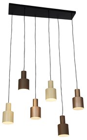 Lampada a sospensione bronzo con taupe e beige 6 luci - Ans