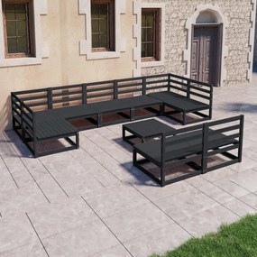 Set Divani da Giardino 10 pz in Legno Massello di Pino