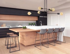 Lampadario a Sospensione in Acciaio 6xE27 MULTIPO 6 - Nero