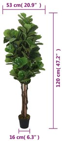 Albero Ficus Lyrata 134 Foglie 120 cm Verde