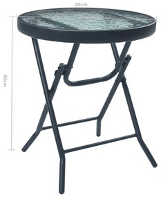 Tavolino da Bistrot Nero 40x46 cm in Acciaio e Vetro