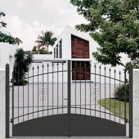Cancello battente Marmolada in ferro, apertura centrale, L 300 x  H 180 -195 cm, di colore nero