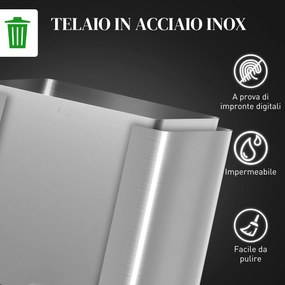 Pattumiera Differenziata Cestino Spazzatura 3 Scomparti da 10L in Acciaio Inox Argento...