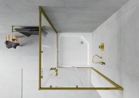Mexen Rio cabina doccia quadrata 90 x 90 cm, trasparente, oro + piatto Rio, bianco - 860-090-090-50-00-4510