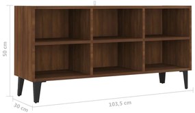 Mobile TV con Gambe in Metallo Rovere Marrone 103,5x30x50 cm