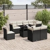 Set Divani da Giardino 9 pz con Cuscini Nero in Polyrattan 3266726