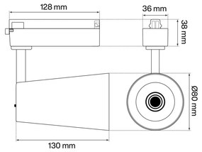 Faro LED 30W Monofase Rosa CRI92 CCT Bianco Variabile 38° Bridgelux LED Colore Bianco Variabile CCT