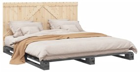 Giroletto con testiera grigio 180x200 cm legno massello di pino