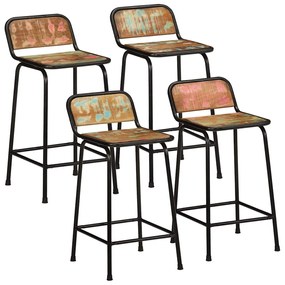 Sgabelli Da Bar 4 Pz 46x35,5x80 Cm Legno Massello Di Recupero /
