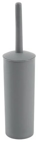 Portascopino wc da appoggio tondo grigio in plastica con scopino