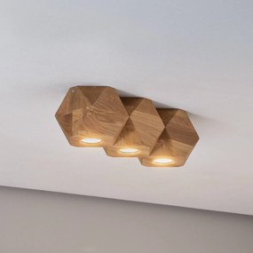 Envostar Peach Puff plafone poliedro legno 3 luci