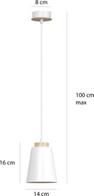 Lampadario a Sospensione in Acciaio e Legno BOLERO White