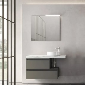 Mobile bagno sospeso 100 cm con lavabo tondo e 2 moduli grafite - NINFA3