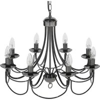 Lampada da Soffitto in Metallo Nero 143 cm Alta lucentezza 8 Luci in Stile Vittoriano Vintage