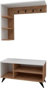 Mobile Ingresso Ad Angolo Con Appendiabiti E Scarpiera Effetto Legno E Bianco Samle