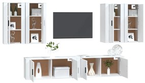 Set di Mobili Porta TV 6 pz Bianco in Legno Multistrato