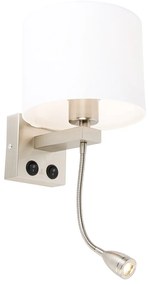 Applique in acciaio con braccio flessibile e paralume bianco 18 cm - Brescia Combi