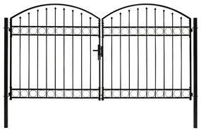 Cancello A Doppia Anta Ad Arco İn Acciaio 300x175 Cm Nero /