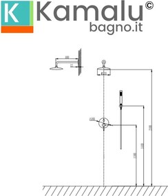 Kamalu - Set doccia a incasso in ottone con finitura cromata  | KAM-J CROMO