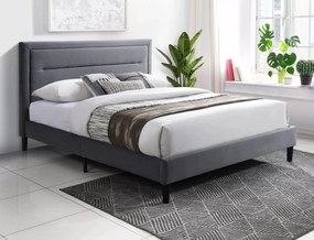 Letto Malaga Velvet in velluto grigio – 140x200 cm