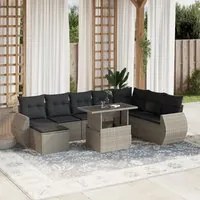 Set Divano da Giardino 9pz con Cuscini Grigio Chiaro Polyrattan 3268732